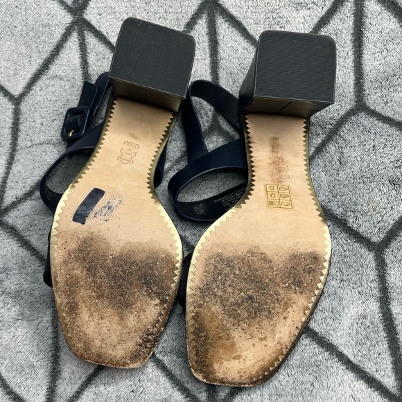 Tory Burch Navy Women's Delaney Embellished Leather Block Heel Sandals - Picture 14 of 16